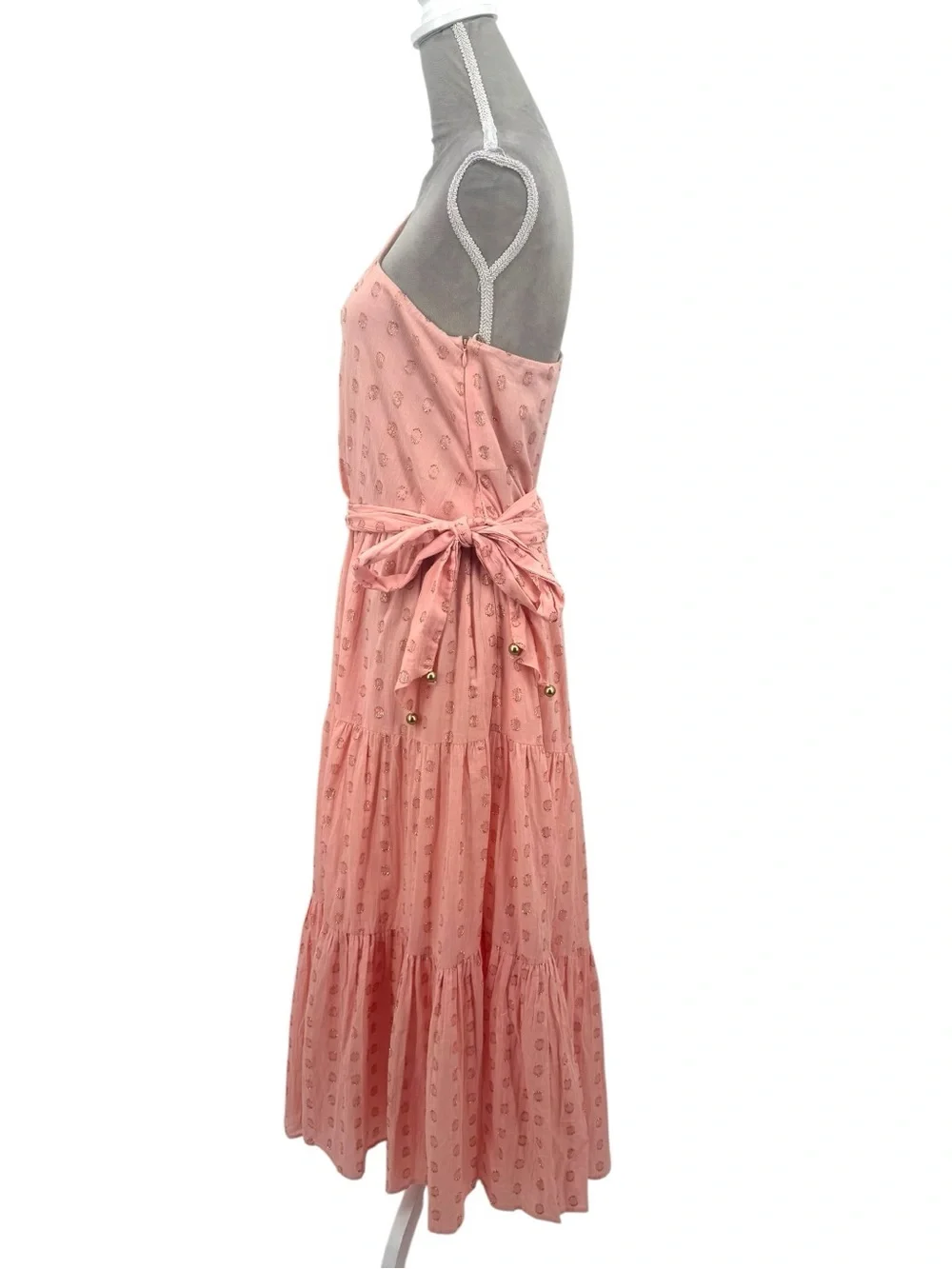 Karina Grimaldi Pauline Dot Dress Blush One Shoulder Midi Size Large - Picture 10 of 14
